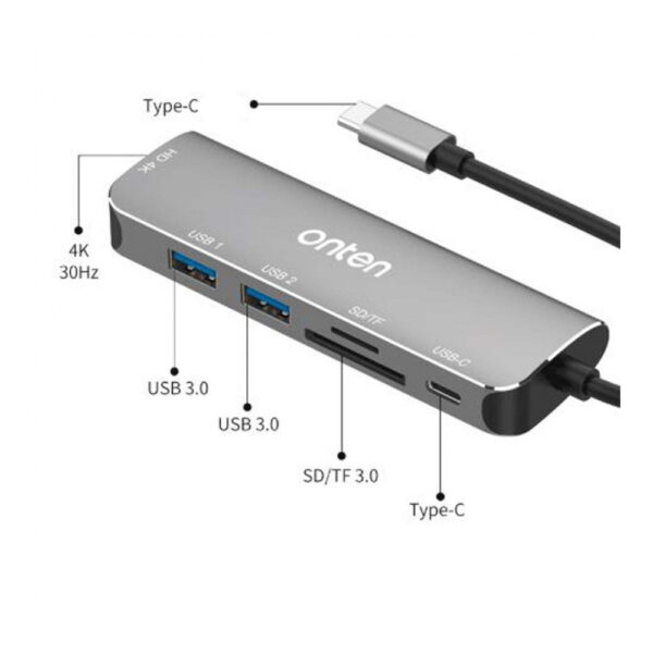 تبدیل و هاب یو اس بی اونتن مدل ONTEN Type-C Multi-function Dock Station OTN-95116
