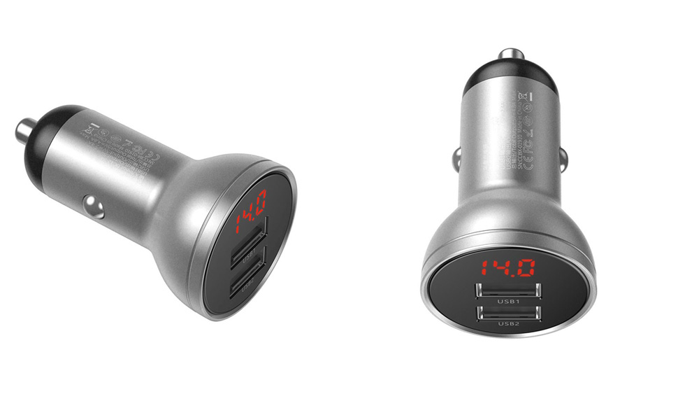 فندکی خودرو دو پورت باسئوس Baseus Digital Display Car Charger