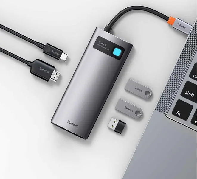 هاب 5 پورت باسئوس Baseus 5 in 1 Multifunctional Type-C HUB