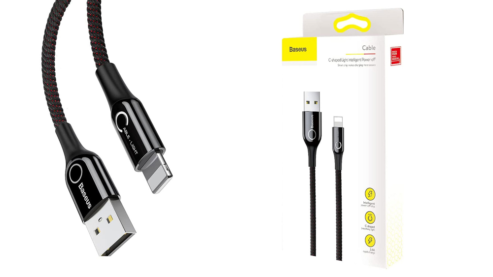 کابل USB به لایتنینگ باسئوس Baseus C-shaped Light Intelligent power-off USB to IP Cable