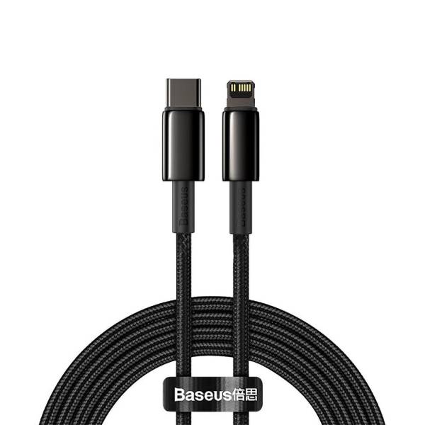 کابل شارژ دومتری Type-C به لایتنینگ فست شارژ باسئوس Baseus Tungsten Gold Fast Charging Type-C to IP Cable CATLWJ-A01