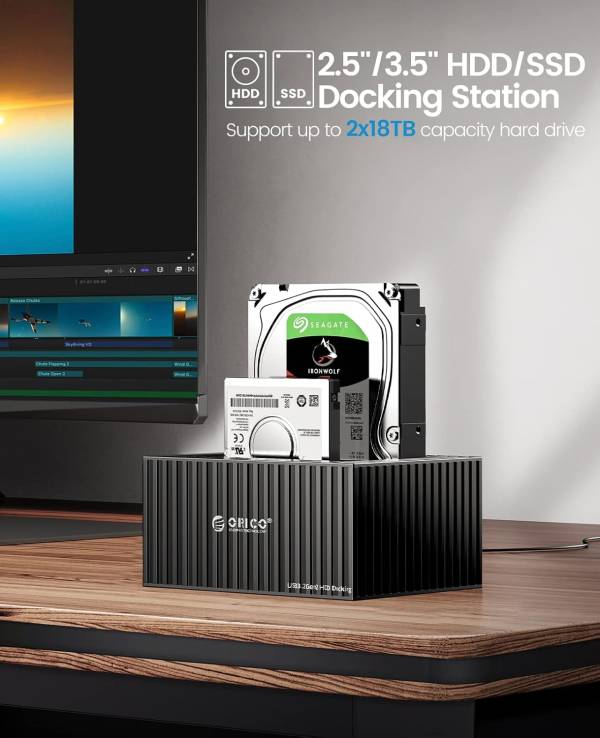 داک هارد اوریکو مدل ORICO 9628C3-C 2.5"/3.5" SATA HDD/SSD Dual-bay Dock with Offline Clone Function