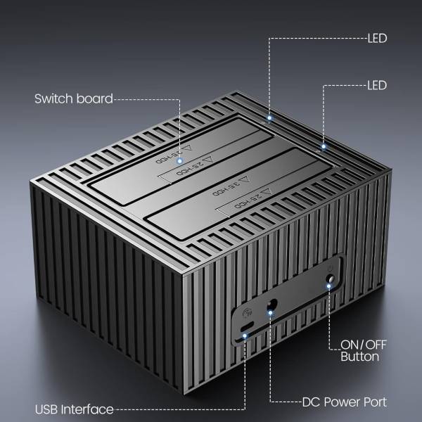 داک هارد اوریکو مدل ORICO 9628C3-C 2.5"/3.5" SATA HDD/SSD Dual-bay Dock with Offline Clone Function
