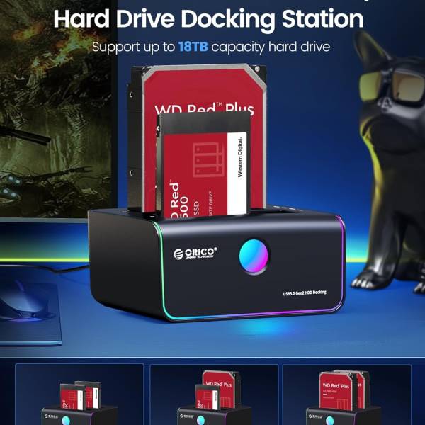 داک هارد اوریکو مدل ORICO 8828C3-C RGB Hard Drive Docking Station Offline Clone