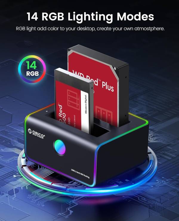 داک هارد اوریکو مدل ORICO 8828C3-C RGB Hard Drive Docking Station Offline Clone