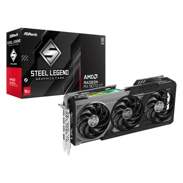گرافیک ازراک مدل AMD Radeon RX 9070 XT Steel Legend Dark 16GB