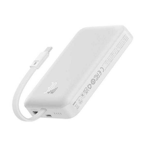 پاوربانک مگنتی باسئوس 10000 میلیآمپر 30 وات | Baseus Magnetic Power Bank با کابل Type-C داخلی 4 Power Bank Baseus MagSafe 10000mAh 30W White P1002210B223 00 3
